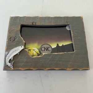 Rustic Gray Picture Frame with Fish Accent